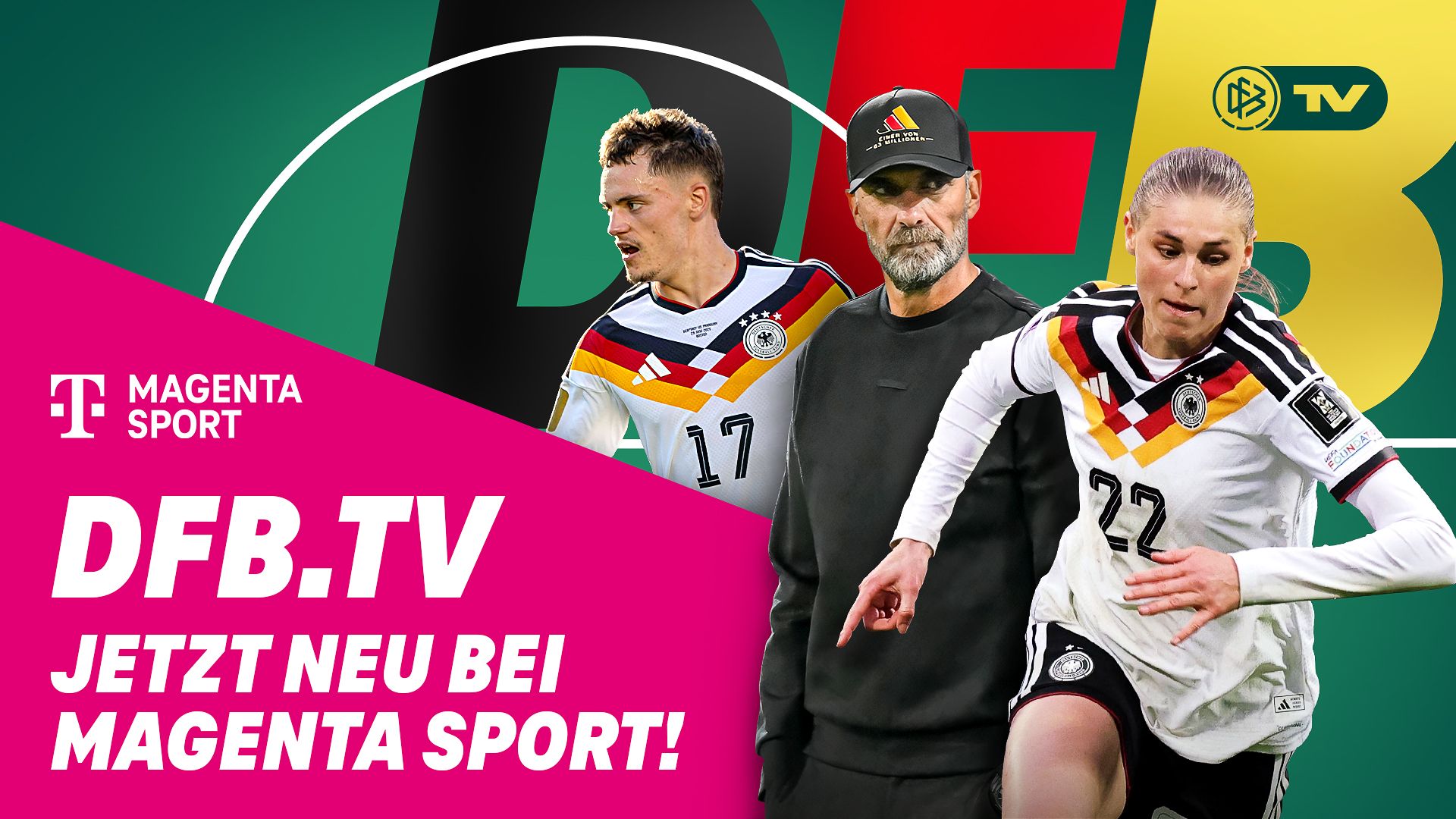 Eine Werbegrafik anlässlich der Integration von DFB.TV